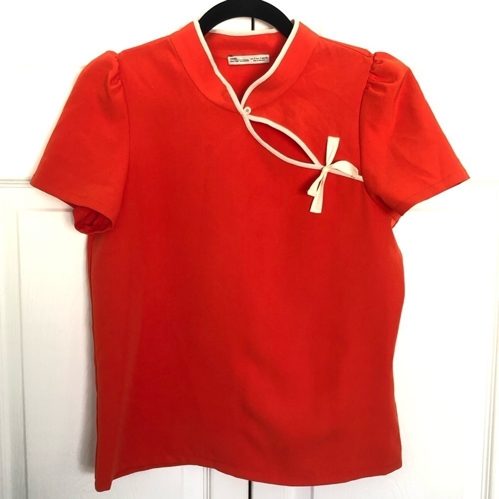 Zara Orange Short Sleeve Dress Shirt Size S